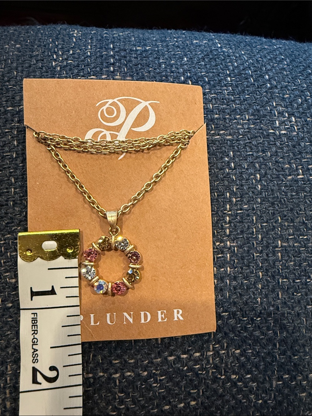 Plunder Gold Multicolor Crystal Wreath Pendant Necklace - Picture 3 of 3
